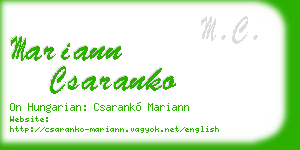 mariann csaranko business card